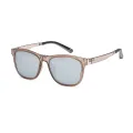 Gene - Square Clear Brown/Smoke Mirror Clip On Sunglasses for Men & Women